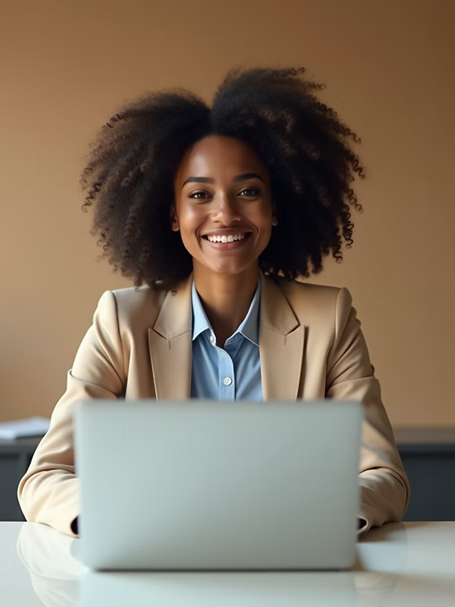 Small business owner working at a laptop